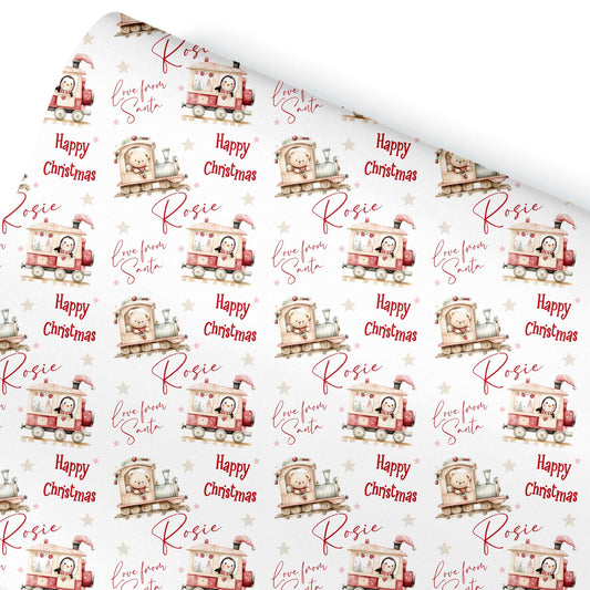 Christmas Gift Wrapping Paper,Personalised Girls or Boys Paper, Gift Wrap Teddy Bear Penguin Childrens