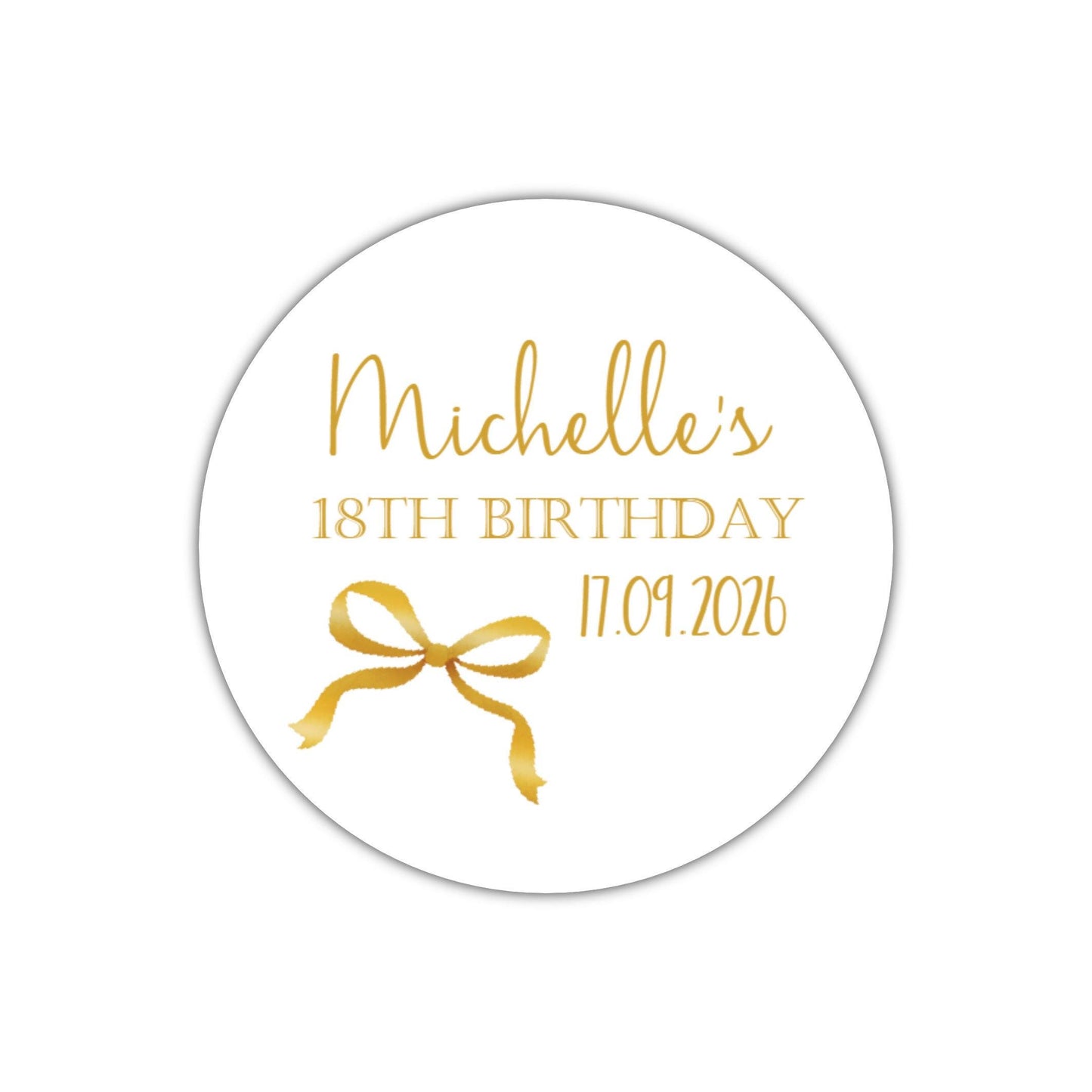 Personalised Birthday Stickers for Favours Party Bags Watercolour bow 16th 18th 21st Any Age