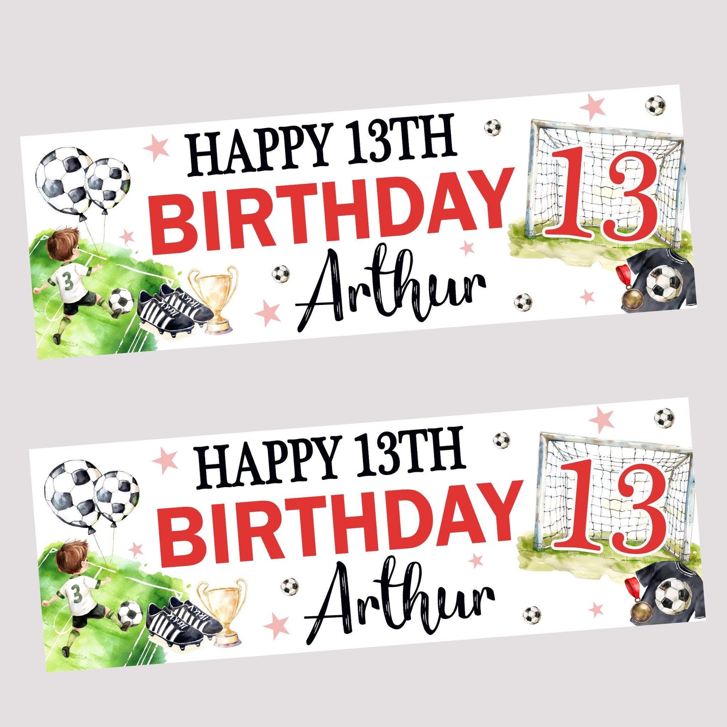 Personalised Happy Birthday Party Banner, Party Decor, Add Name Age, Boys Football