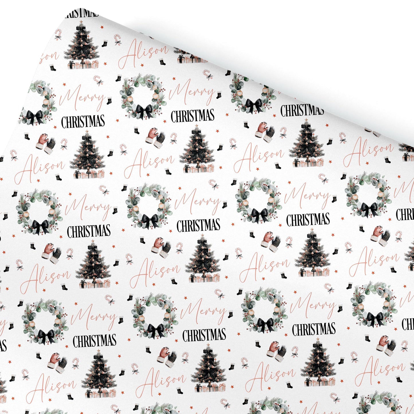 Christmas Gift Wrapping Paper, Personalised Gift Wrap for Her For Him, Ladies wrapping paper