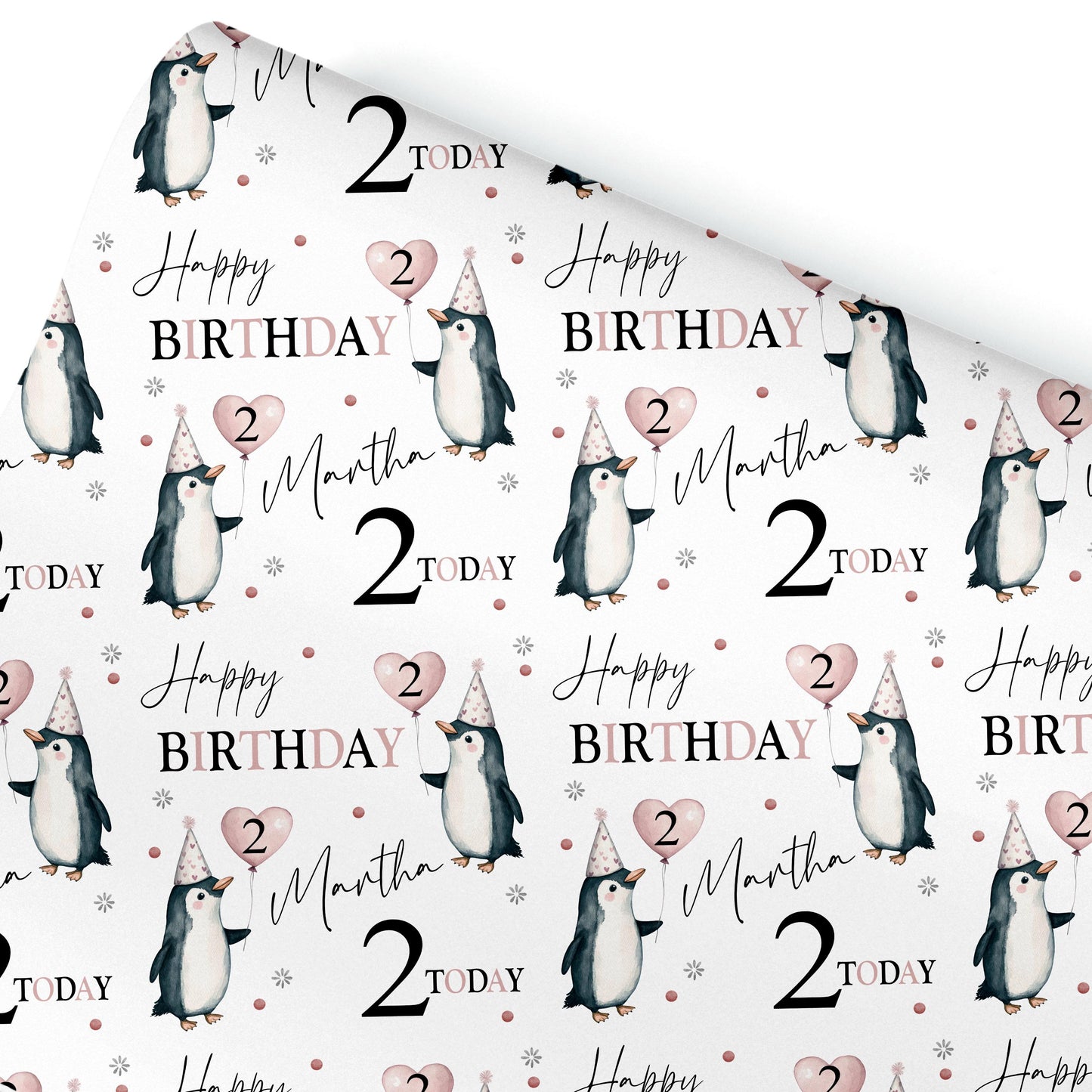 Personalised Wrapping Paper for Adults Children Penguin gift wrap