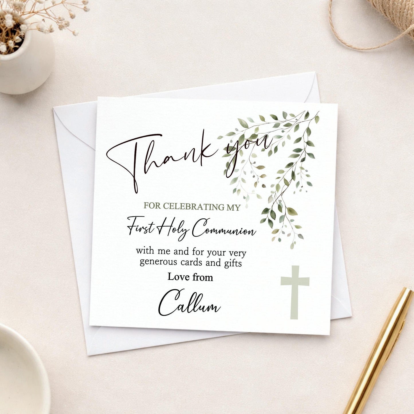 Personalised Thank you communion for gifts cards