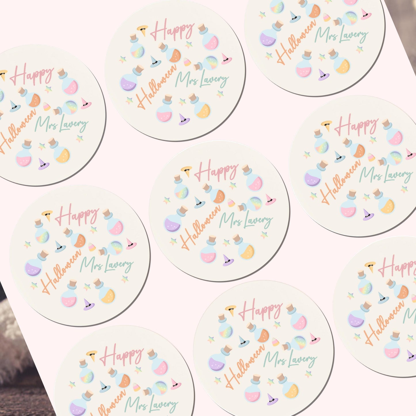 Personalised Halloween Stickers Pastel Labels for Treat Bag Trick or Treat Pastel stickers Potions