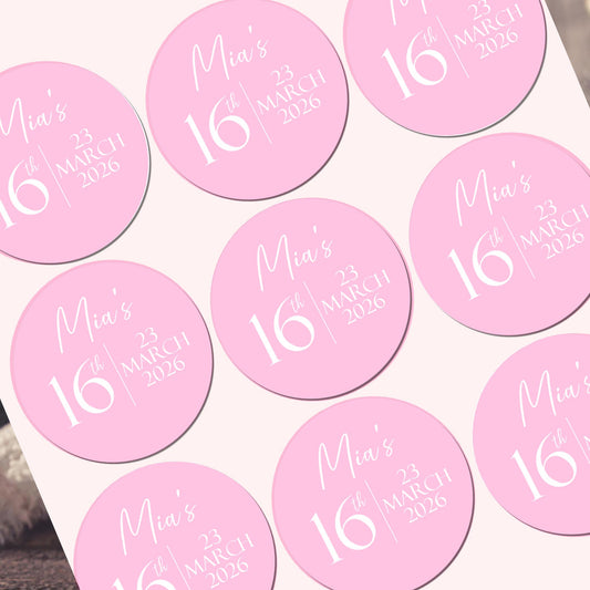 Birthday Stickers for Favours Party Bags Birthday Cake Seals Birthday Labels Celebration stickers Personalised Watercolour labels