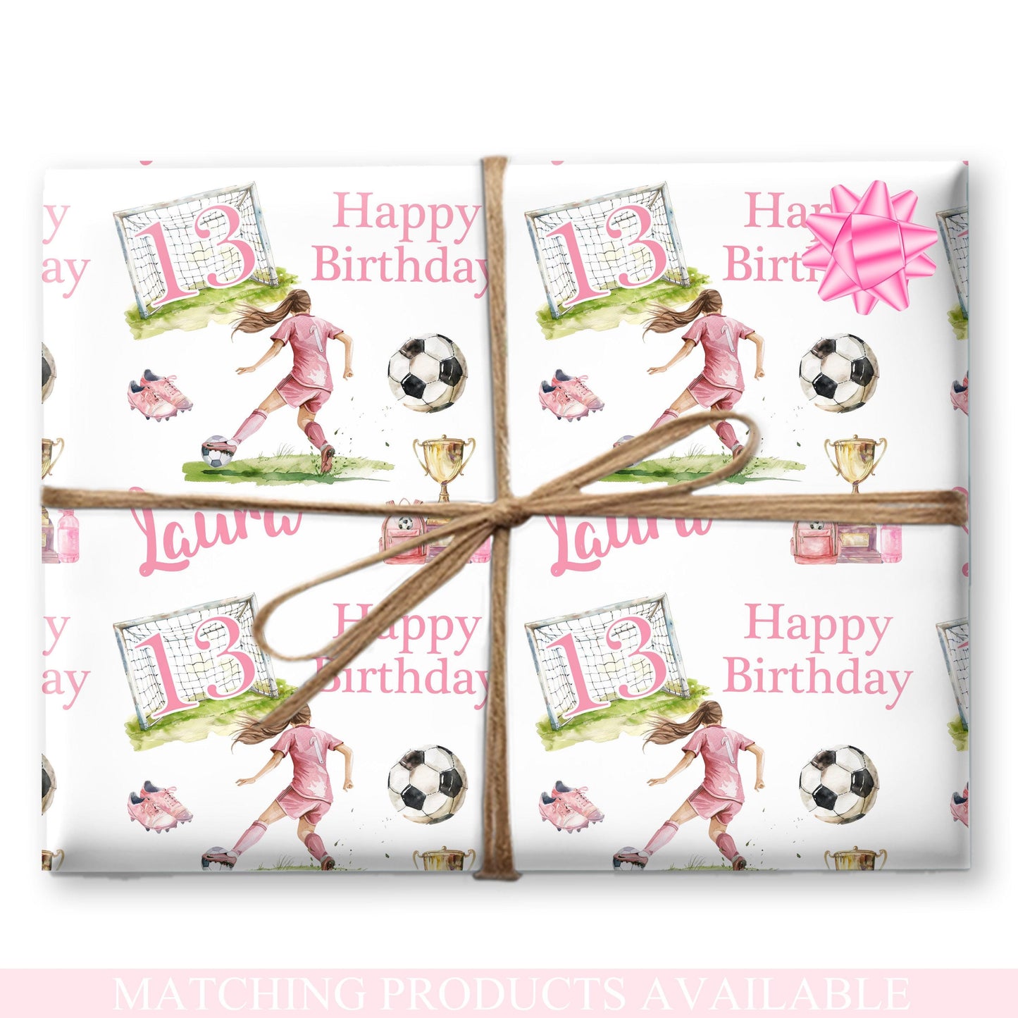 Personalised Gift Wrap | Personalised Birthday Wrapping Paper | Personalised Gift Wrap | Fun Gift Wrap | Girls Football