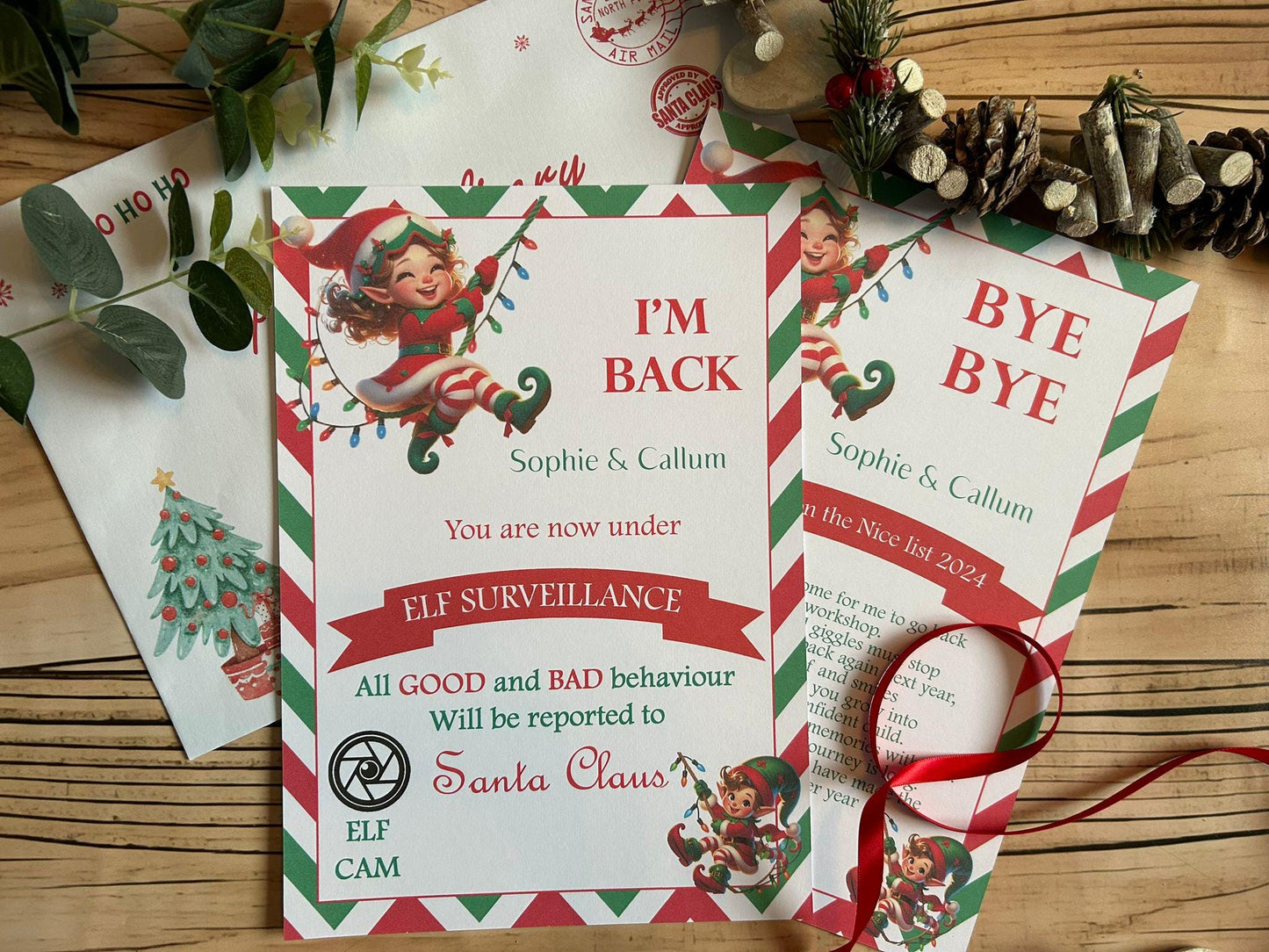 Personalised A4 Elf I'm Back letter Elf Goodbye nice list certificate christmas eve box filler Santas Good List Elf Mischief