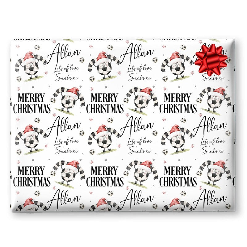 Football Christmas Wrapping Paper, Personalised Xmas Gift Wrap for Football Fans