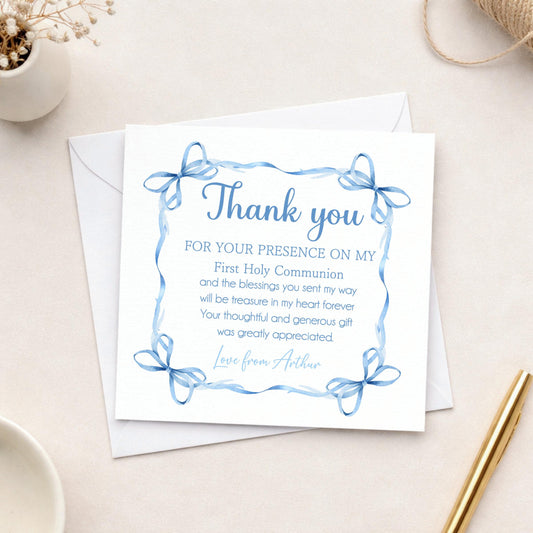 Personalised Thank you communion for gifts cards