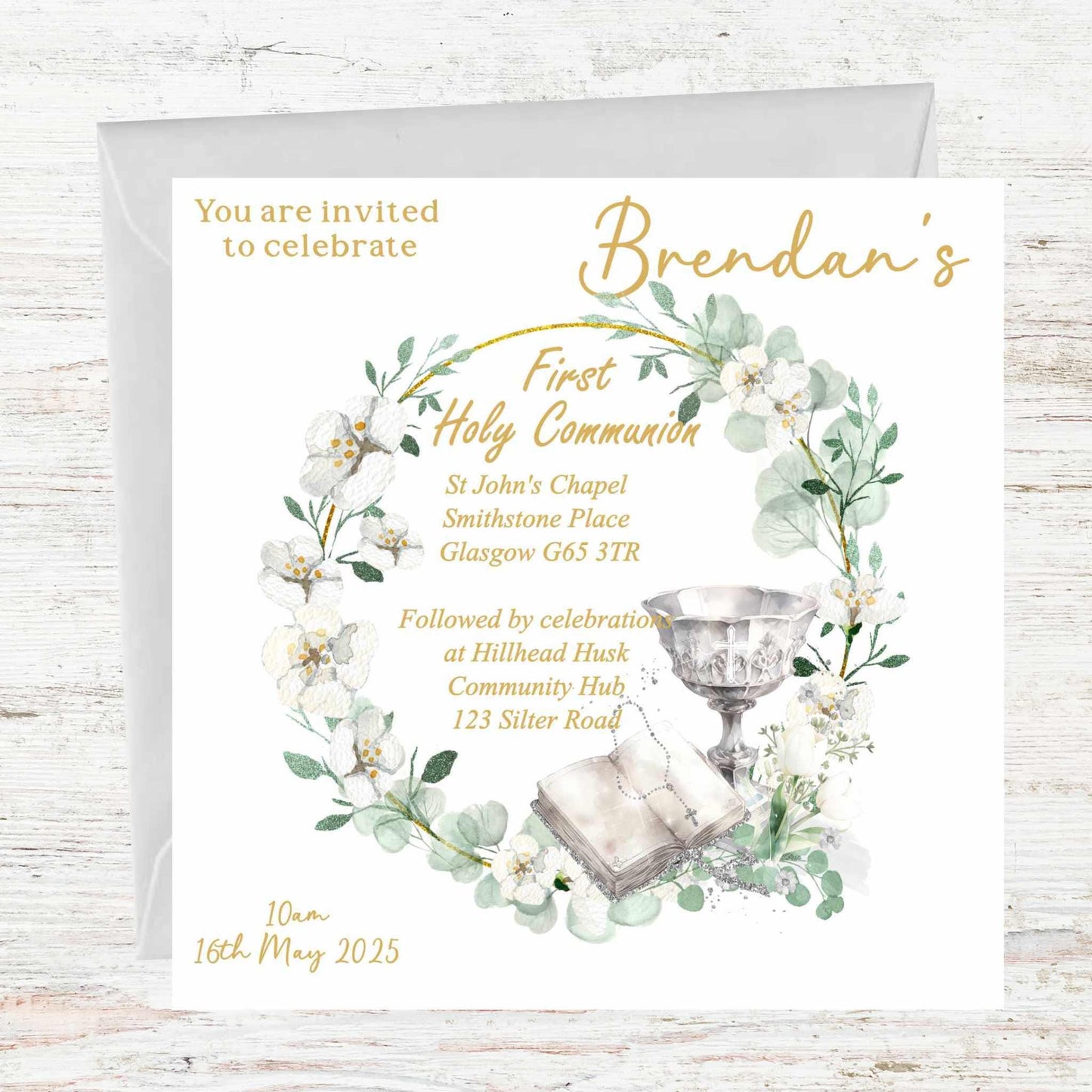 10 Printed Personalised First Holy Communion Invitations, Baptism or Confirmation Party