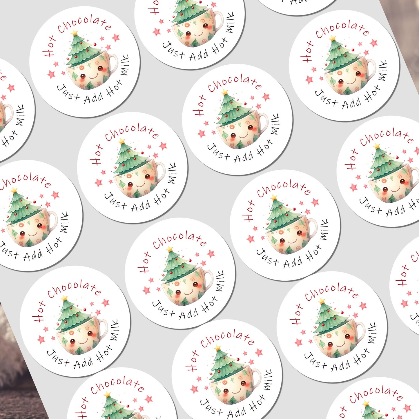 Personalised Christmas Stickers for Hot Chocolate Gift Wrap Label