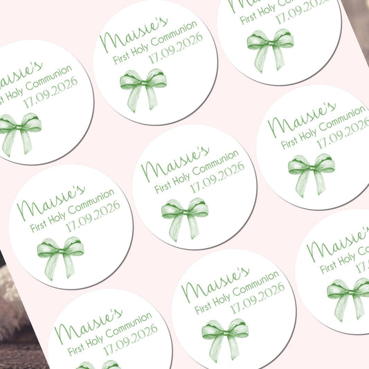 Personalised First Holy Communion Stickers, Party Bag Stickers, Sweet Cone Bags Party Favours Baptism Christening