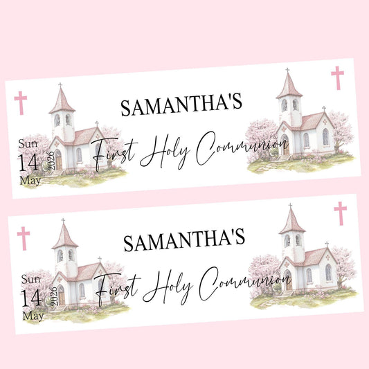 Personalised First Holy Communion Banner, Baptism Confirmation Party Decor
