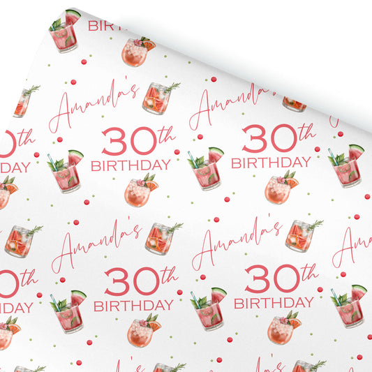 Personalised Birthday Wrapping Paper, Cocktail gift wrap, Funny Gift Wrap, Quirky wrapping paper