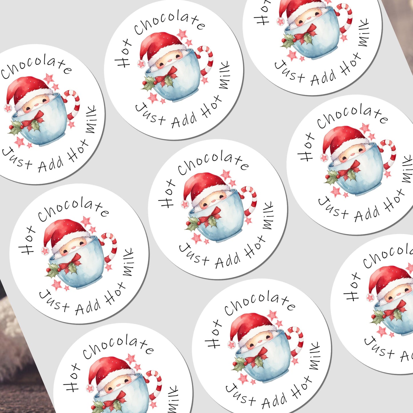 Personalised Christmas Stickers for Hot Chocolate Gift Wrap Label