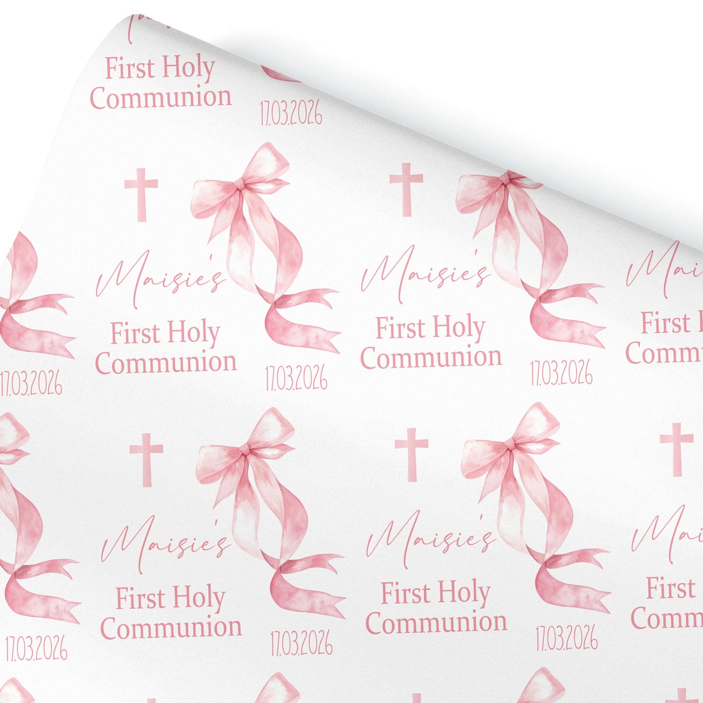 First Holy Communion Wrapping Paper, Bow design wrapping paper, Confirmation gift wrap, Religious gift ideas
