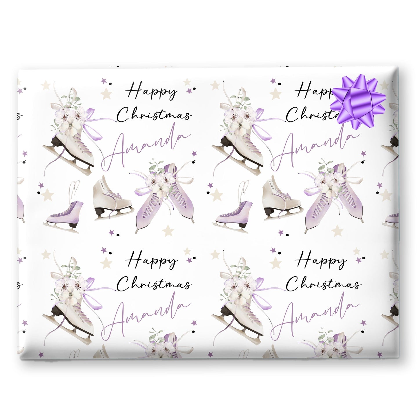 Personalised Gift Wrap | Personalised Christmas Wrapping Paper | Personalised Gift Wrap | Fun Gift Wrap | Ice Skating | Girls Paper