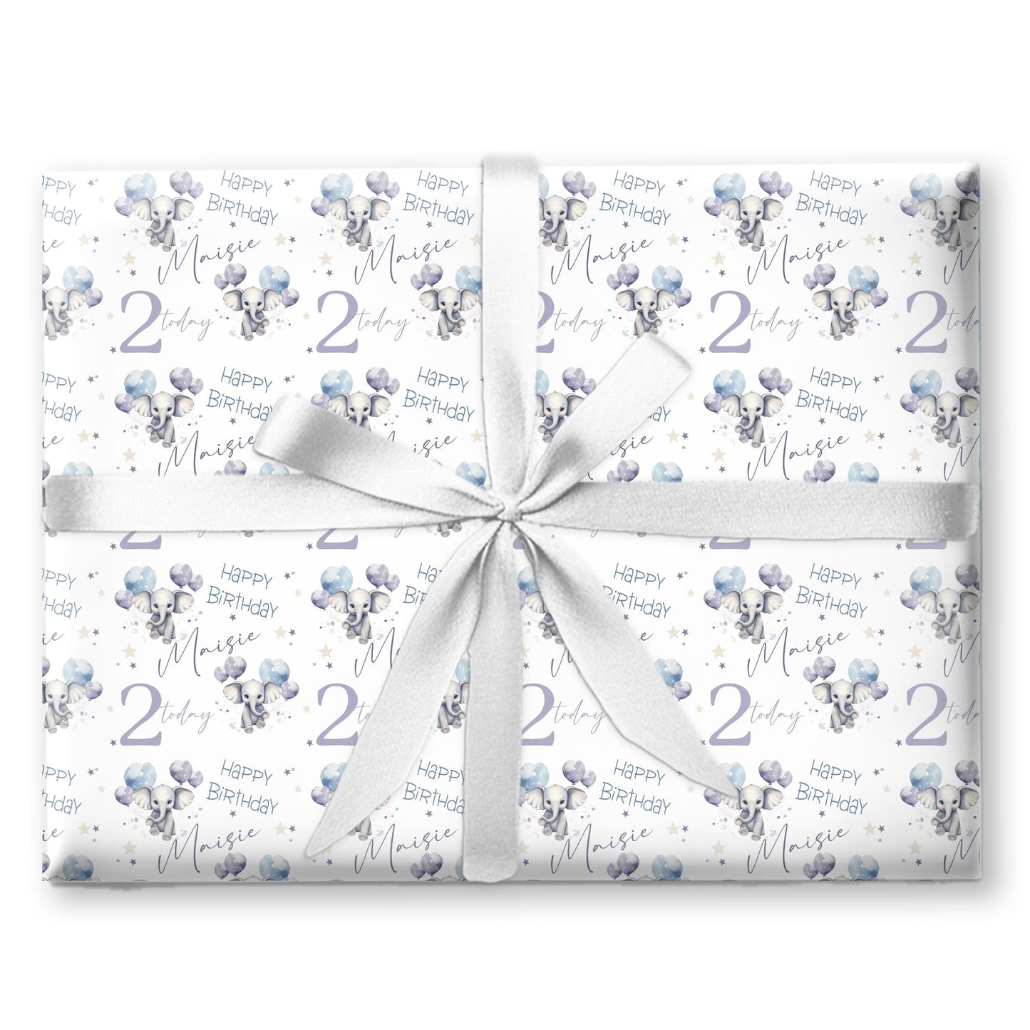 Personalised Birthday Elephant Wrapping Paper, Custom Gift Wrap for Kids & Baby , Birthday and Kids Gift Wrap Cute Animal Gift Wrap