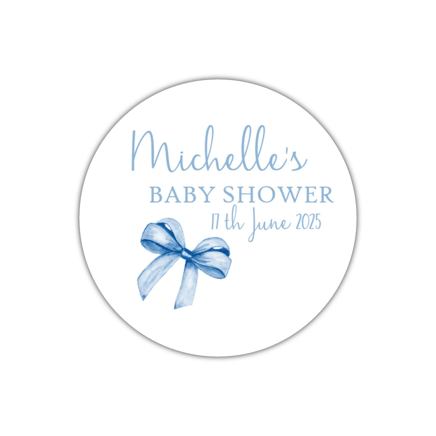 Personalised Baby Shower Stickers for Favours Party Bags Watercolour bow