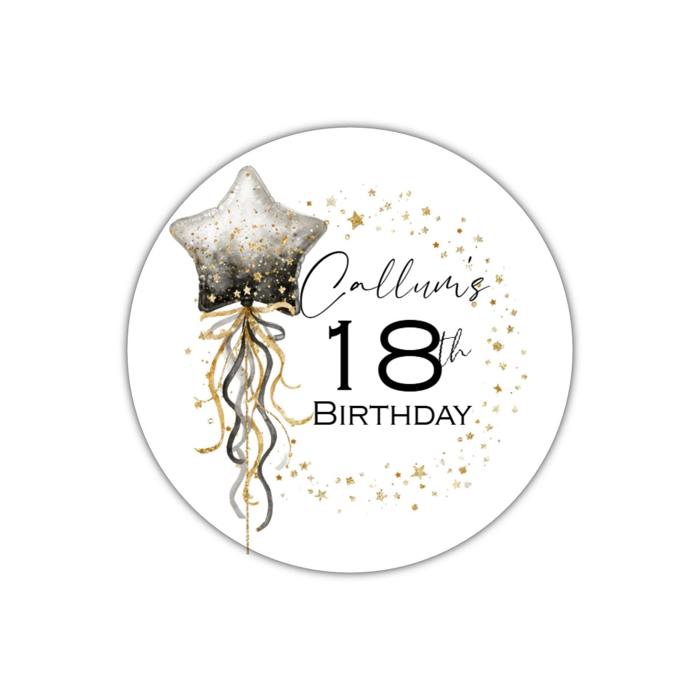 Personalised Birthday Stickers for Favours Party Bags Celebration labels Cake Seals 16th 18th 21st Any Age