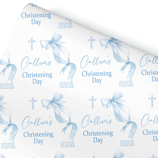 Personalised Christening Wrapping Paper, Baptism gift wrap, christening present