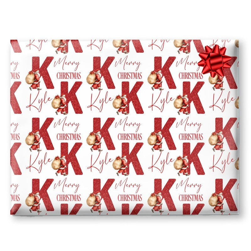 Christmas Wrapping Paper, Initial Christmas Gift Wrap