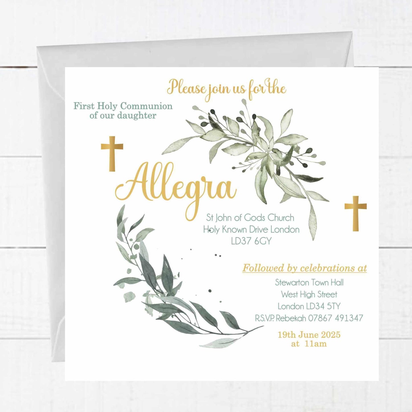 10 Printed Personalised First Holy Communion Invitations, Baptism or Confirmation Party