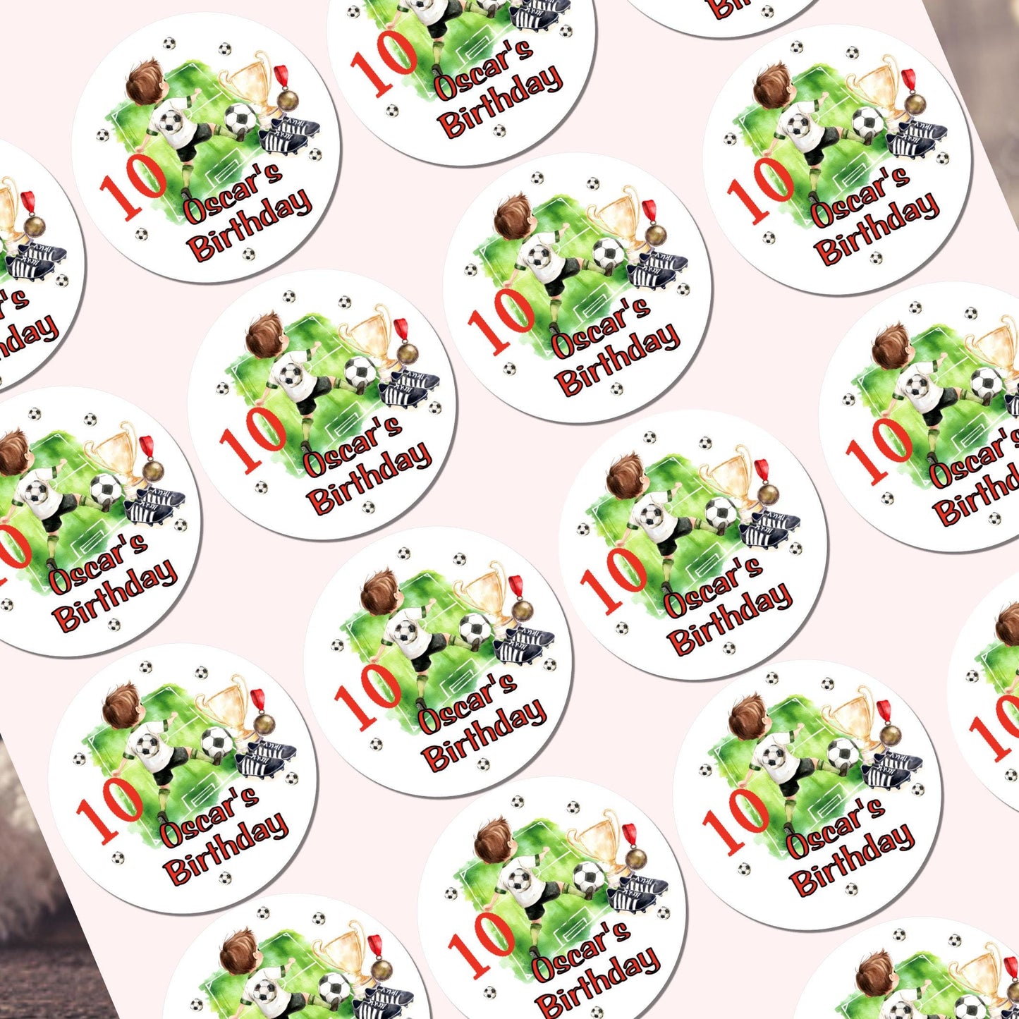 Personalised Football Birthday Stickers for Children's Party Bags