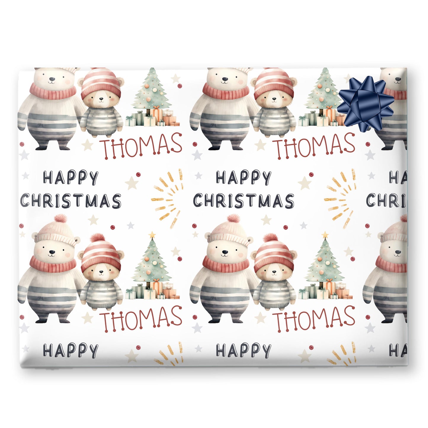 Childrens Gift Wrap Wrapping Paper, Cute Bears, Personalised Boys and Girls Paper, Gift Wrap for Him Her
