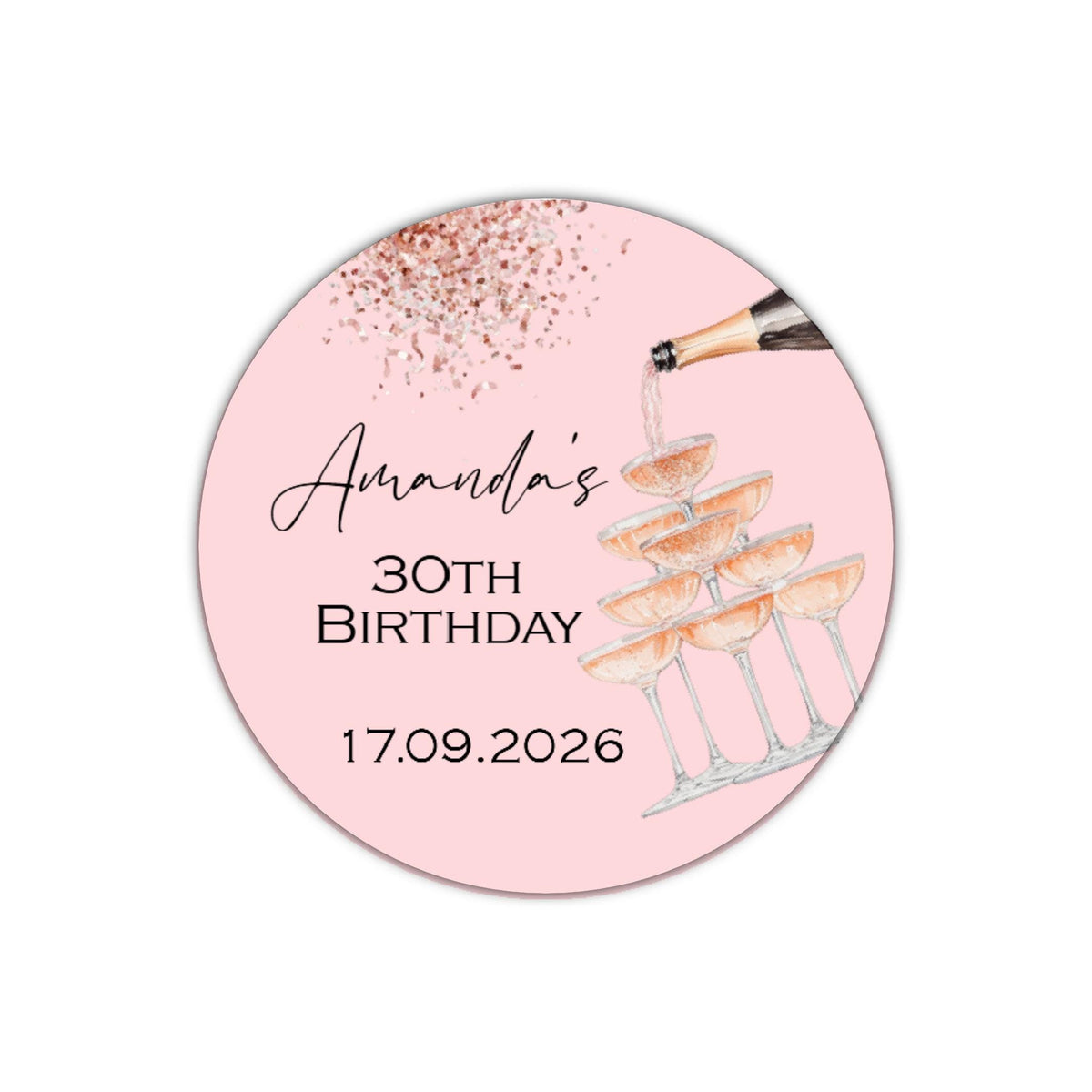 Personalised Birthday Stickers for Favours Party Bags Birthday Cake Seals Birthday Labels Celebration stickers Champagne stickers