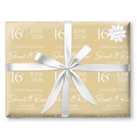 Personalised Engagement Wrapping Paper, Custom Celebration Gift Wrap