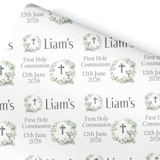 First Holy Communion Wrapping Paper – Personalised with Name & Date