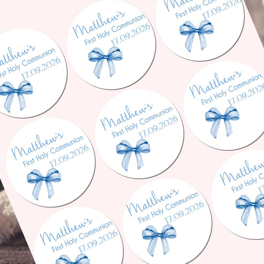 Personalised First Holy Communion Stickers, Party Bag Stickers, Sweet Cone Bags Party Favours Baptism Christening