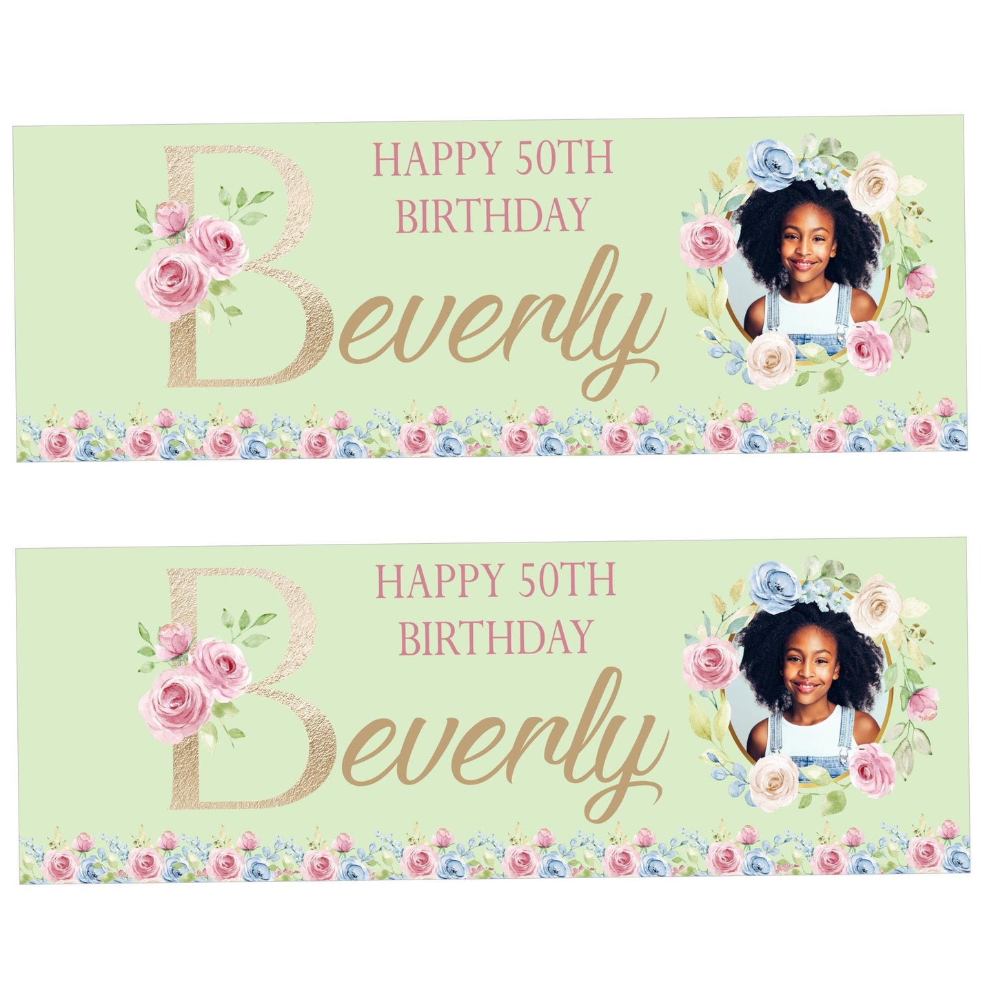 Personalised Happy Birthday Party Banner, Party Decor, Womens Pastel Florals