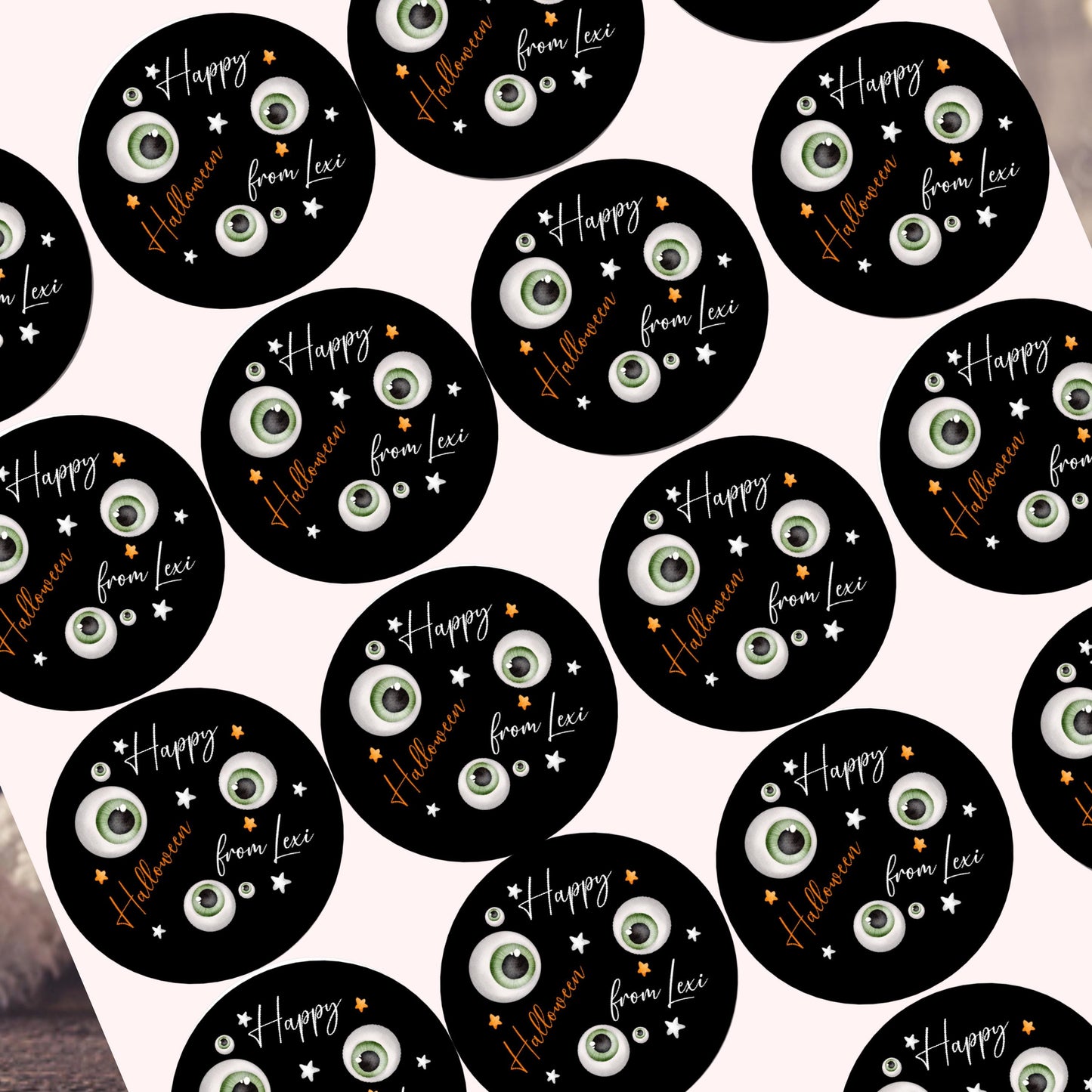 Personalised Halloween Stickers Labels for Treat Bags Trick or Treat Halloween eyeball stickers