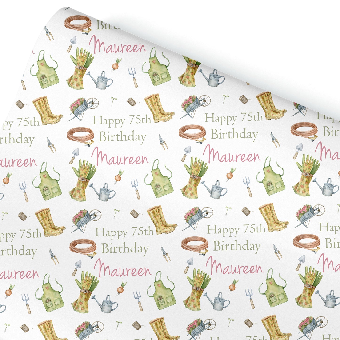 Personalised Gardening Gift Wrapping Paper – Custom Name & Floral Garden Design for Plant Lovers