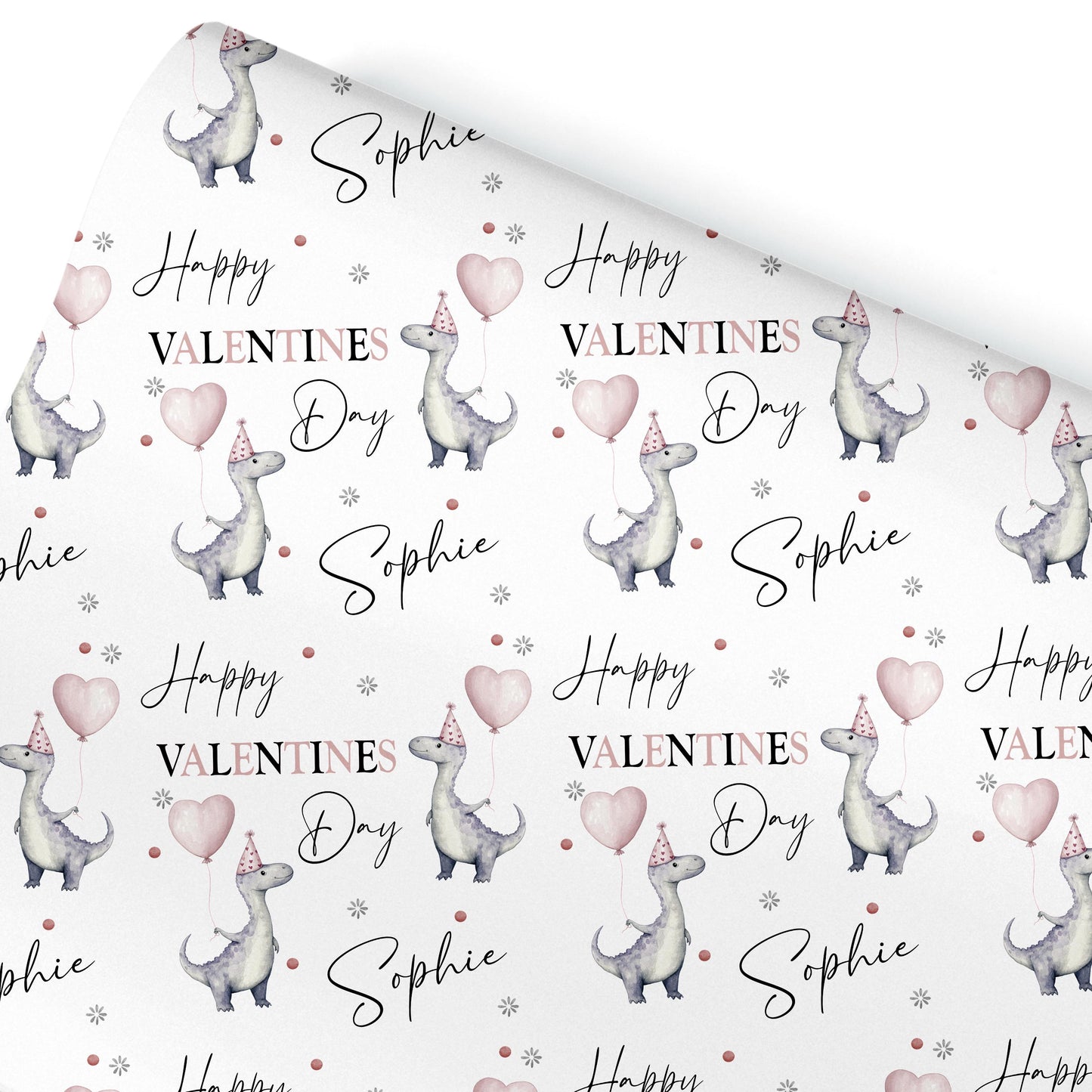 Personalised Valentines Wrapping Paper, Dino Gift Wrap for Kids & Baby Birthday Baby Shower and Kids Gift Wrap Dino wrapping paper