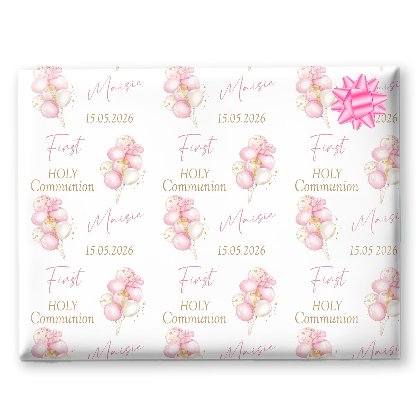 First Holy Communion Wrapping Paper – Personalised with Name & Date