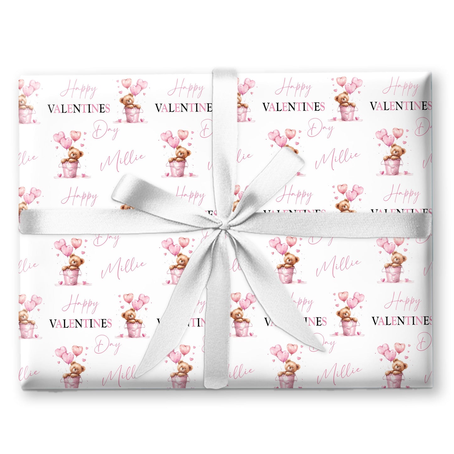 Personalised Valentines Wrapping Paper, Teddy bear design, Valentines Gifts, Gift Wrap, Valentines gift bag, gifts for her