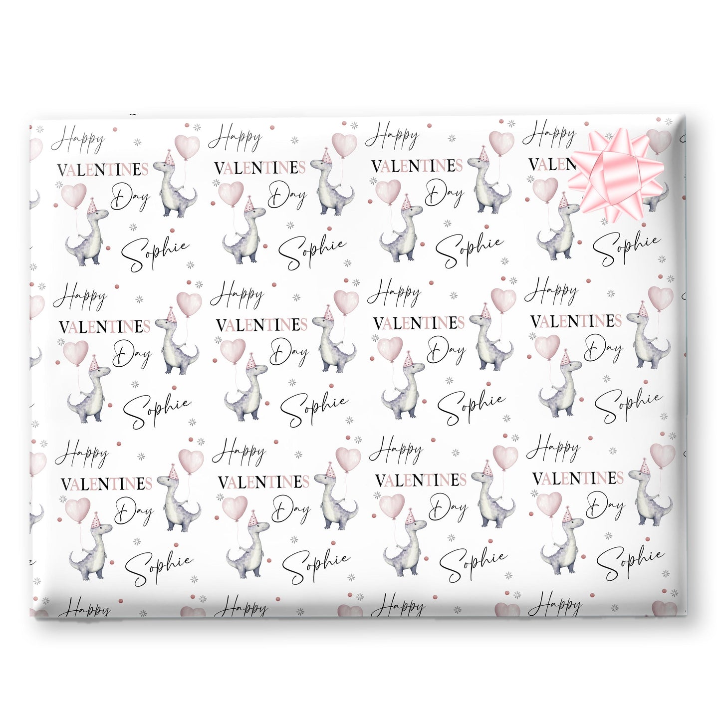 Personalised Valentines Wrapping Paper, Dino Gift Wrap for Kids & Baby Birthday Baby Shower and Kids Gift Wrap Dino wrapping paper