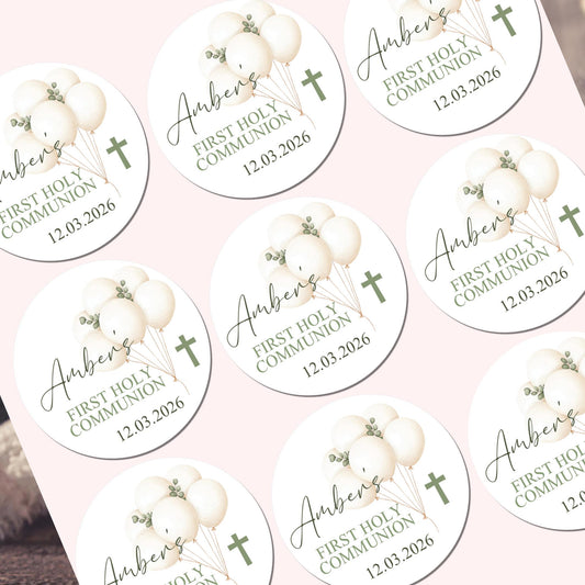 Personalized First Holy Communion Stickers, Party Favor Labels, Confirmation, Christening stickers