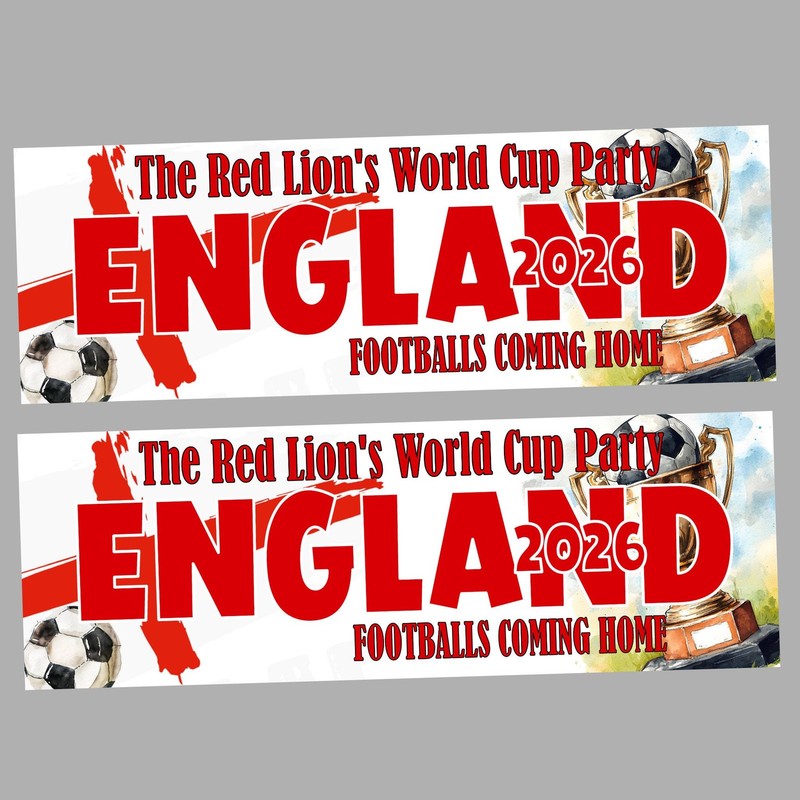 England World Cup Banner, World Cup Party Banner Personalised