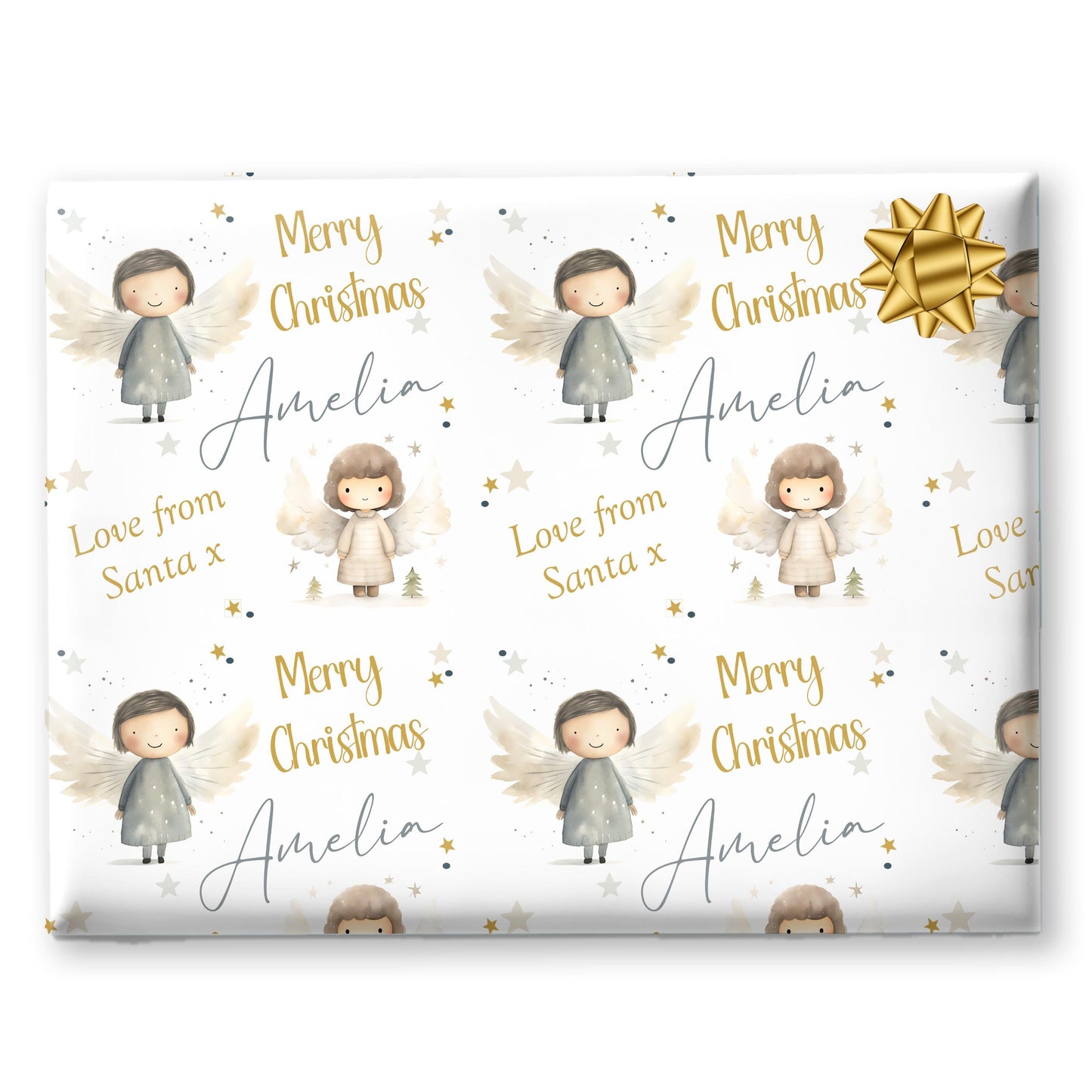 Childrens Gift Wrap Wrapping Paper, Cute Reindeers, Personalised Girls Paper, Novelty Gift Wrap Roll