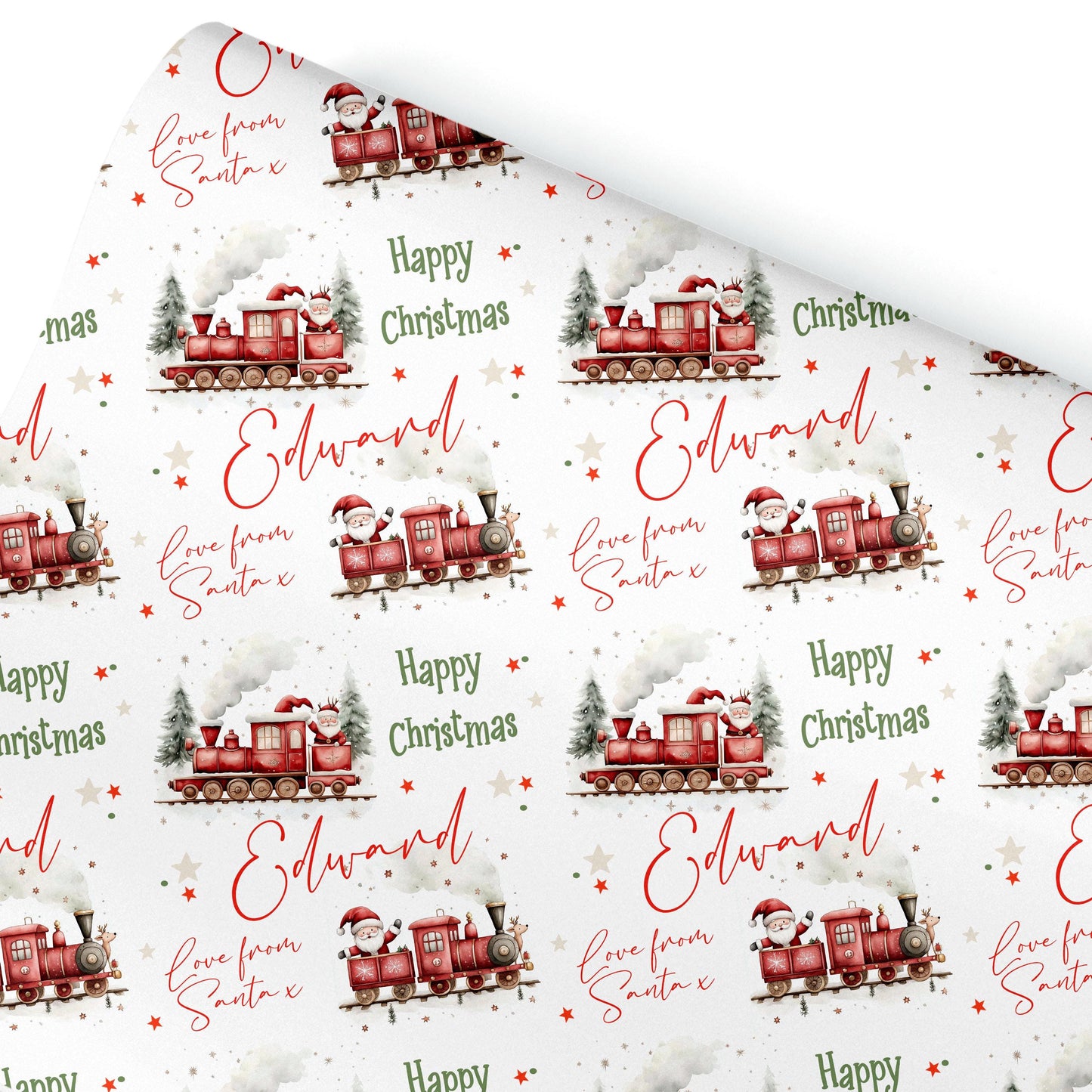 Personalised Gift Wrap | Personalised Christmas Wrapping Paper | Personalised Gift Wrap | Fun Gift Wrap | Santa Claus Train