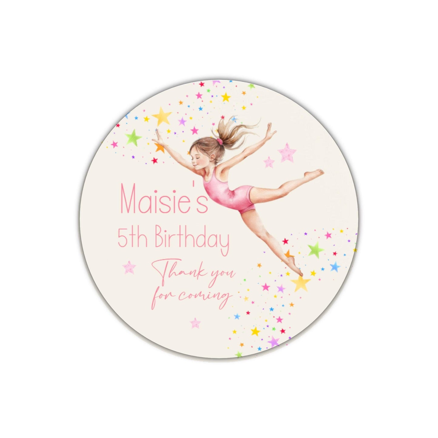 Personalised Birthday Party Stickers Gymnastic girl Dancer Party Favours Party Bags girls party Ballet Stickers