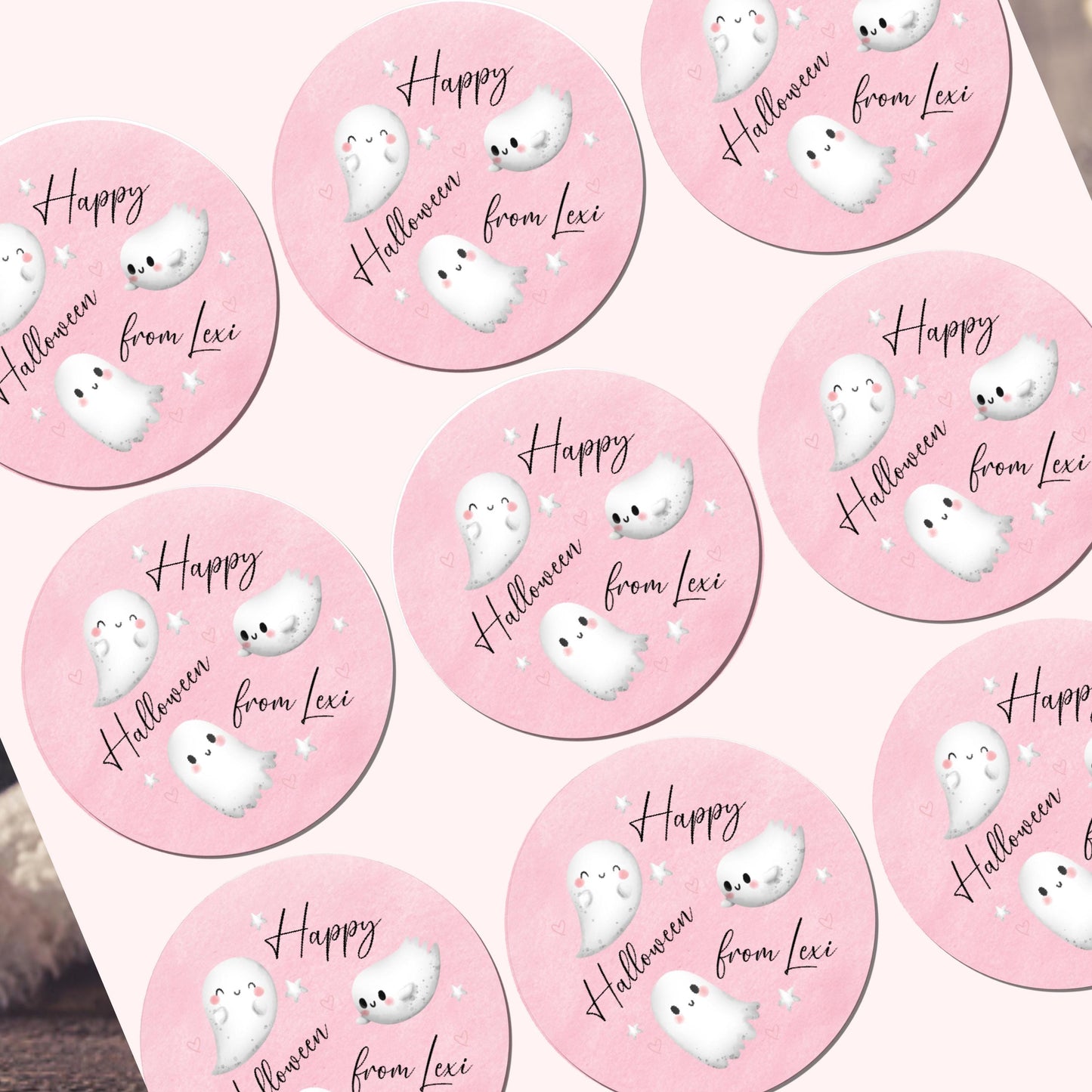 Personalised Halloween Stickers Labels for Treat Bag Trick or Treat Ghost Stickers