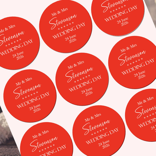 Personalised  Wedding Thank You Stickers For Guests, Mr & Mrs Wedding Stickers For Party Favours