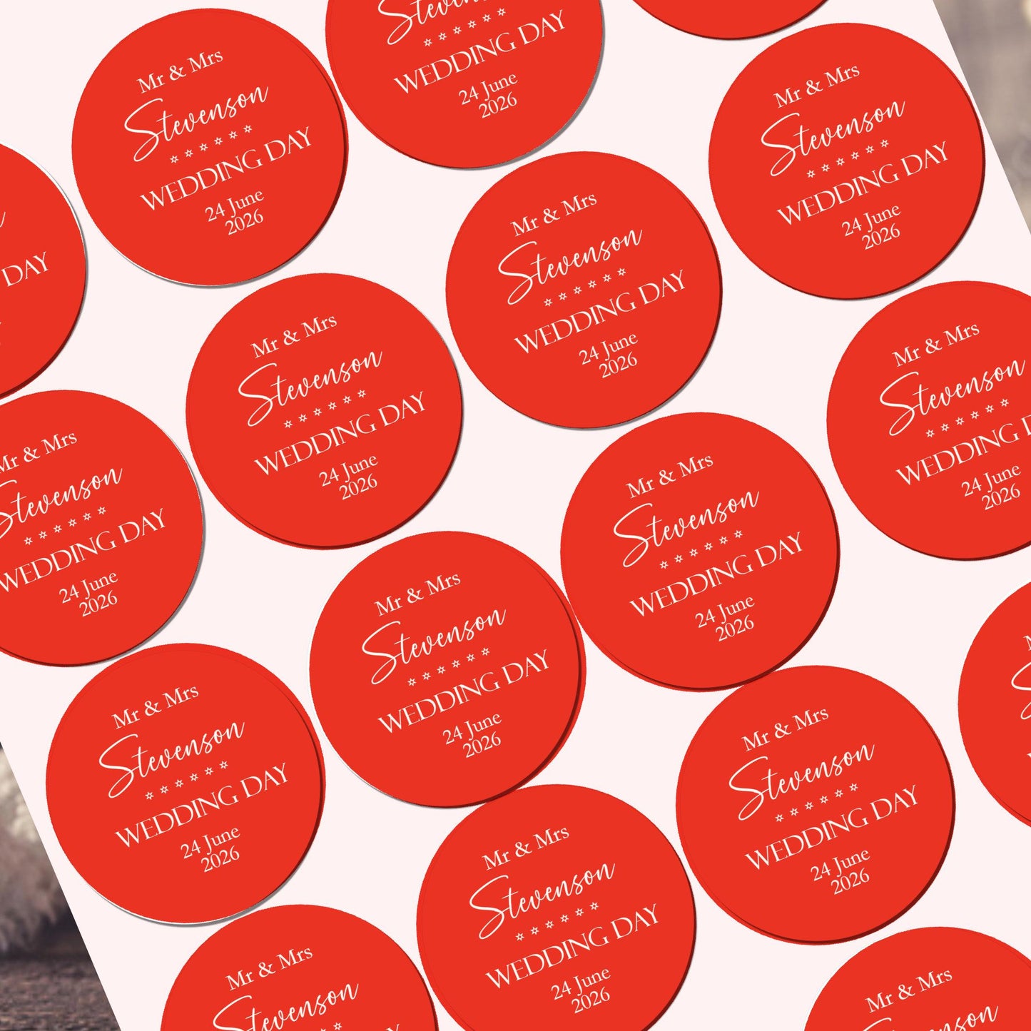 Personalised  Wedding Thank You Stickers For Guests, Mr & Mrs Wedding Stickers For Party Favours