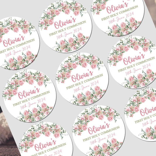 Personalised First Holy Communion Stickers, Party Bag Stickers, Sweet Cone Bags