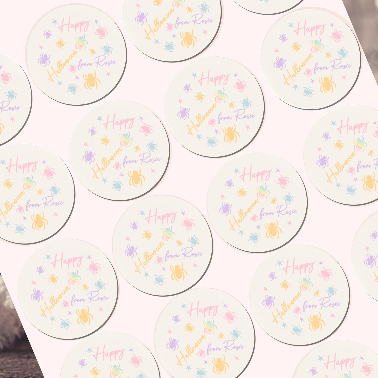 Personalised Halloween Stickers Pastel Labels for Treat Bag Trick or Treat Pastel stickers Spiders