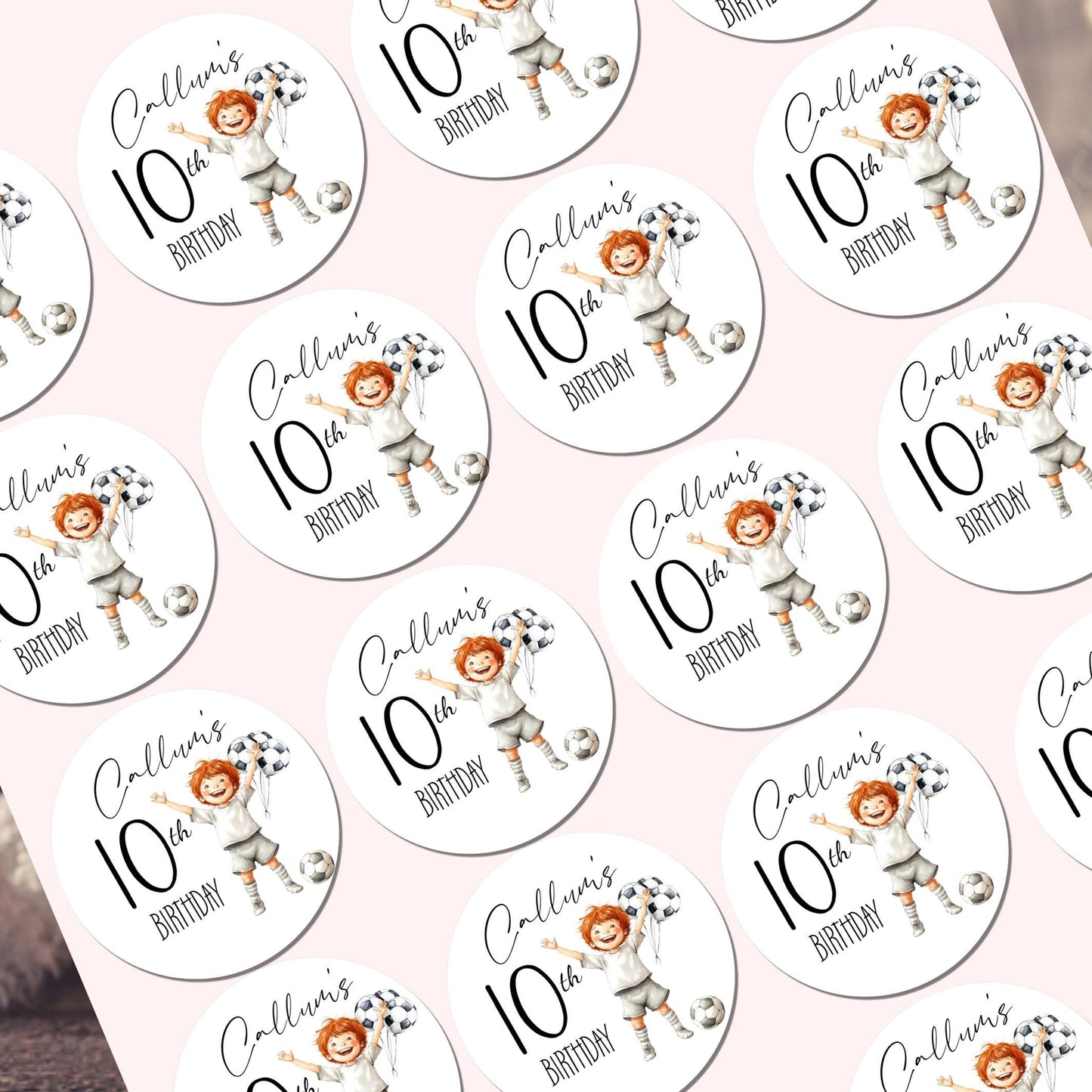 Personalised Football Party Stickers for Favours Party Bags Boys Girls Football